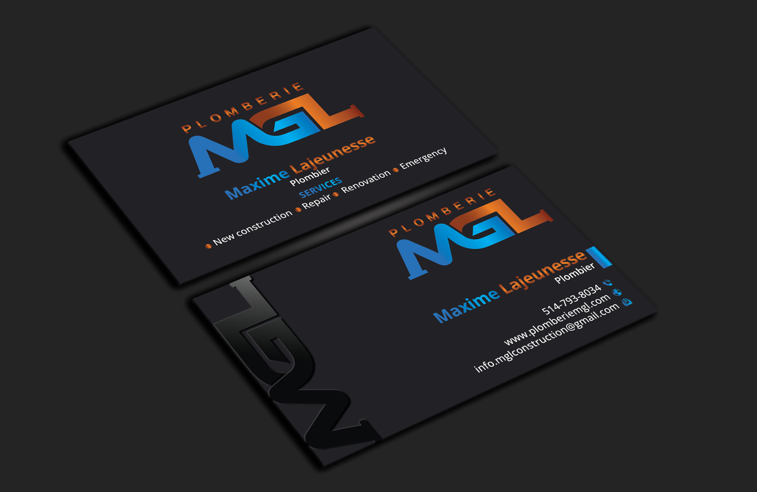 Diseño de Tarjeta de Presentación por DesignerShahadat para Plomberie mgl | Diseño #31779639