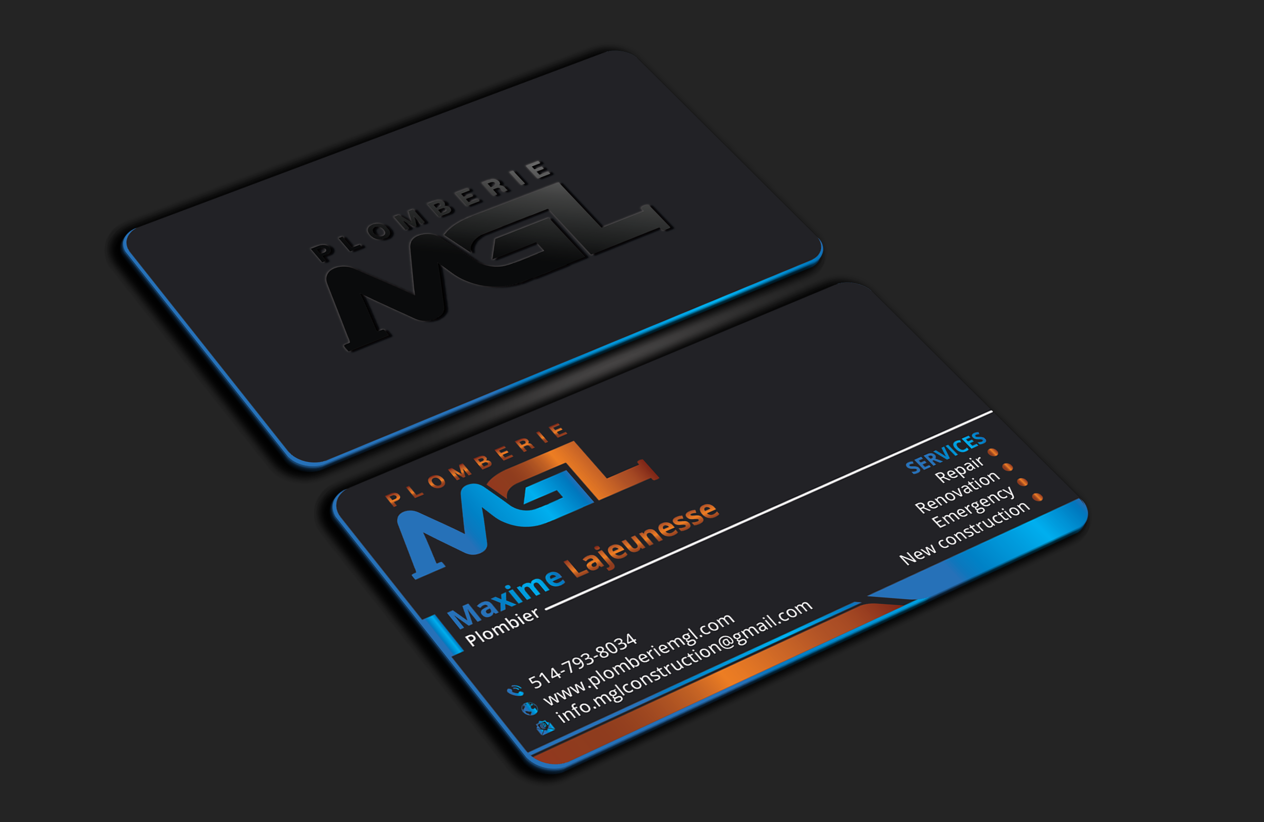Diseño de Tarjeta de Presentación por DesignerShahadat para Plomberie mgl | Diseño #31779665