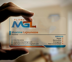 Business Card Design by DesignerShahadat for Plomberie mgl | Design #31779680