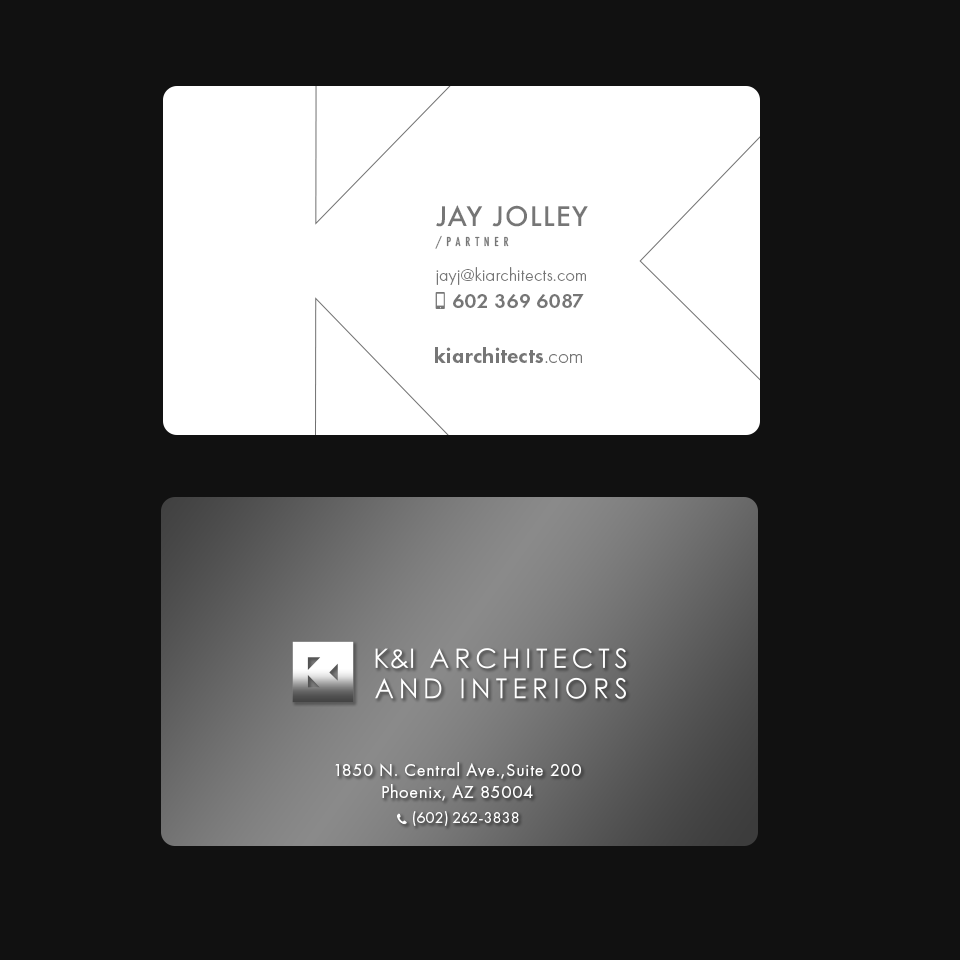 Business Card Design by Andrés Sebastián for K&I Architects and Interiors LLC | Design #31743844