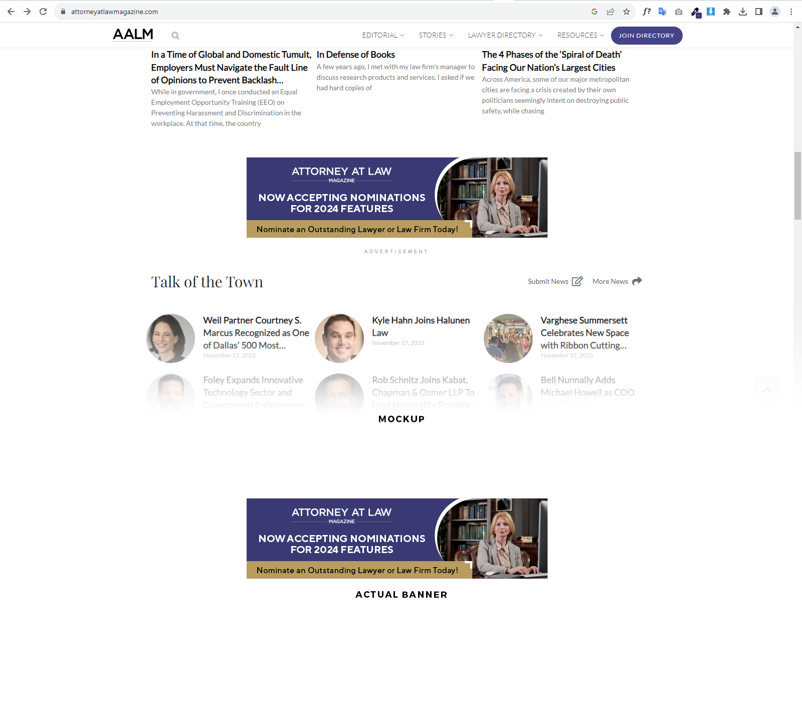 Banner Ad Design by Manuli for Attorney at Law Magazine | Design #31760799