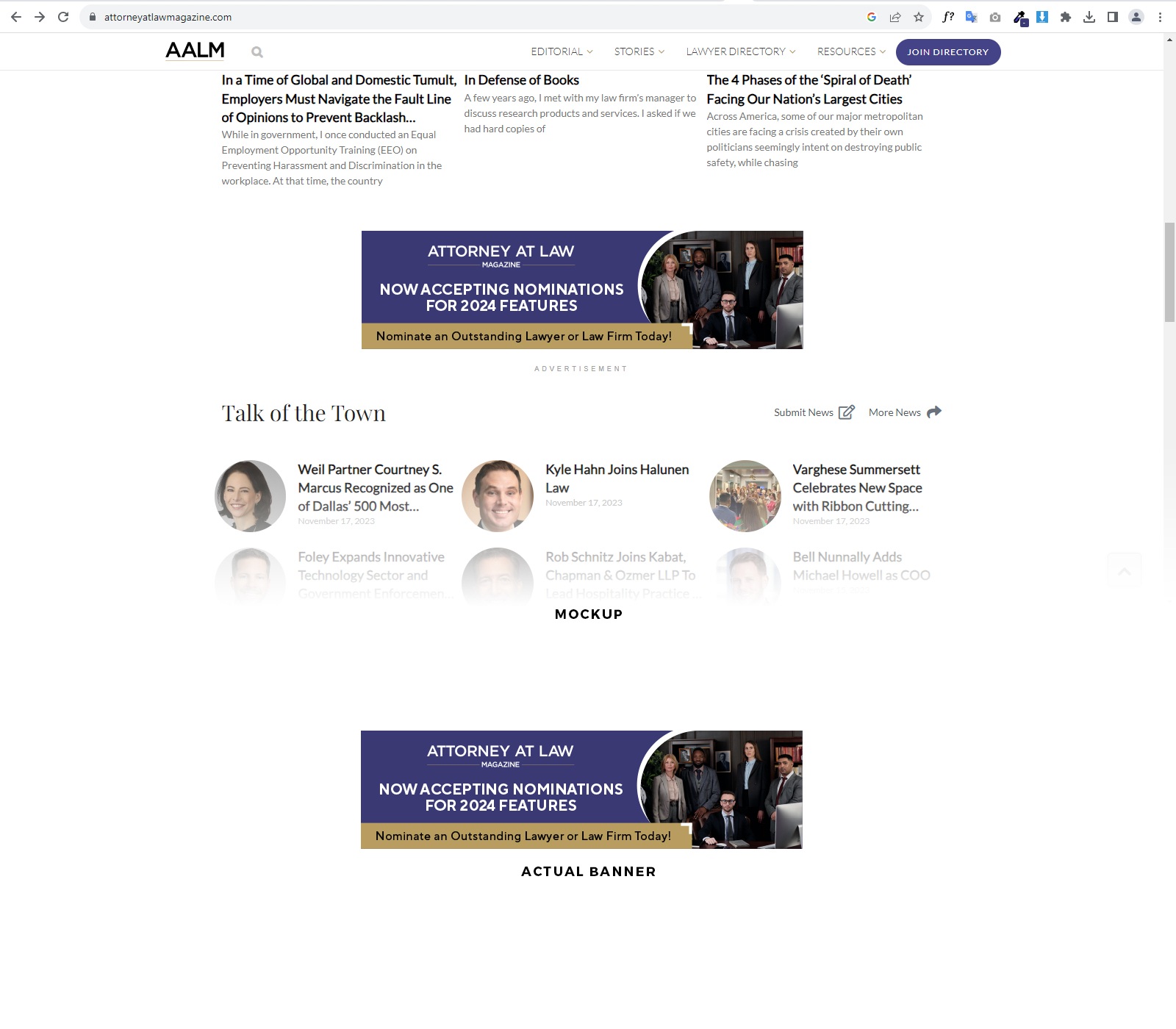 Diseño De Banner Publicitario por Manuli para Attorney at Law Magazine | Diseño #31773069