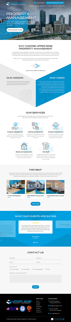 Web Design by Starlyn DS for Upper Edge Property Management Inc. | Design: #31790310