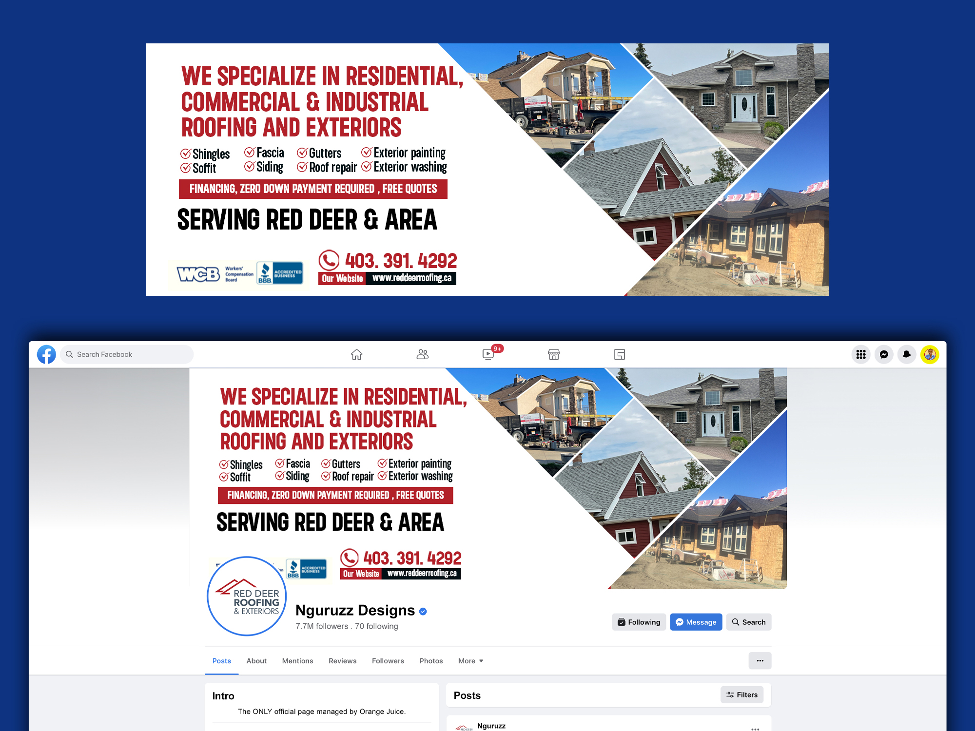 Facebook Design by nguruzzdng for Red Deer Roofing & Exteriors Ltd | Design #31748687