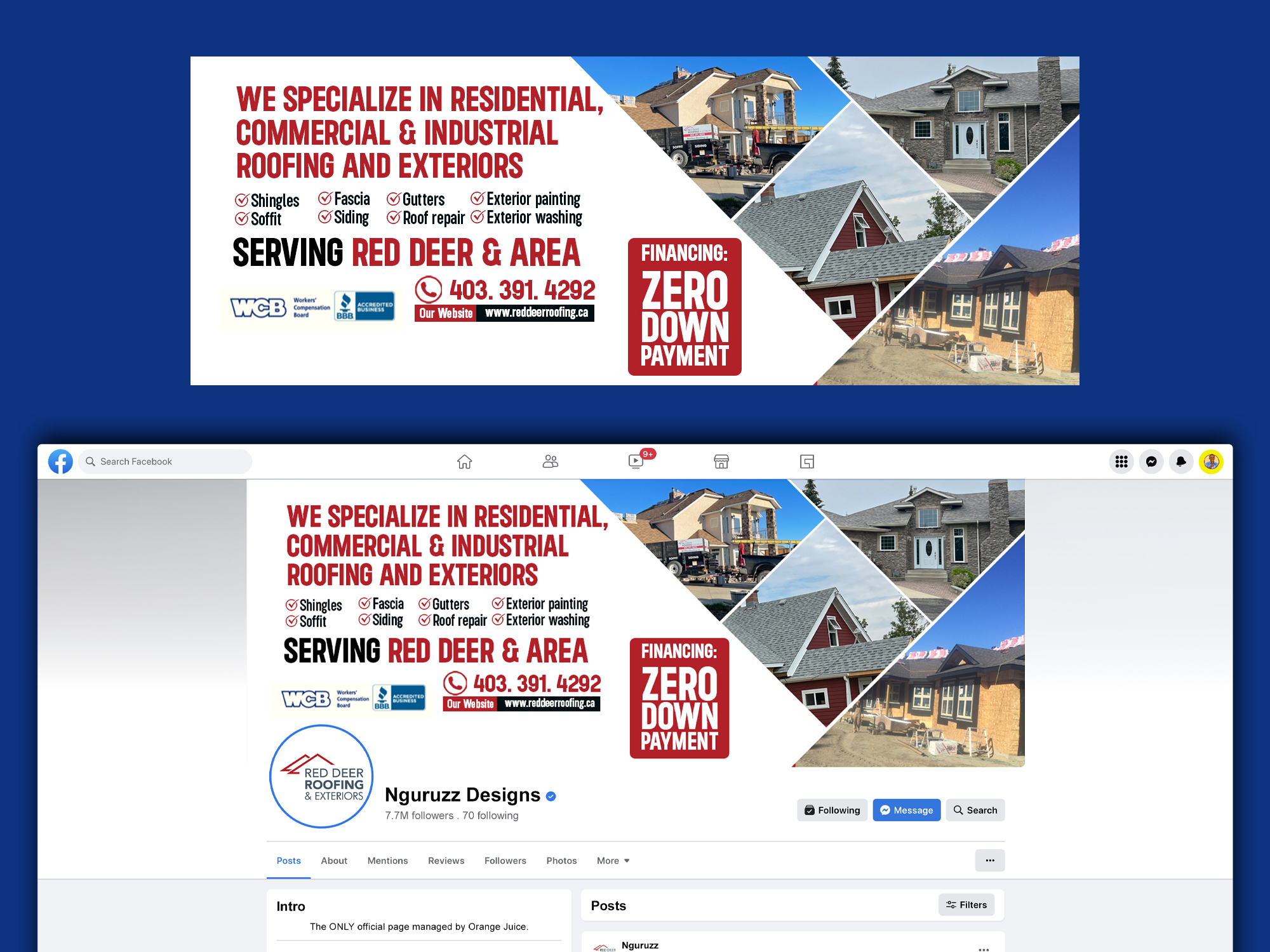 Facebook-Design von nguruzzdng für Red Deer Roofing & Exteriors Ltd | Design #31748689