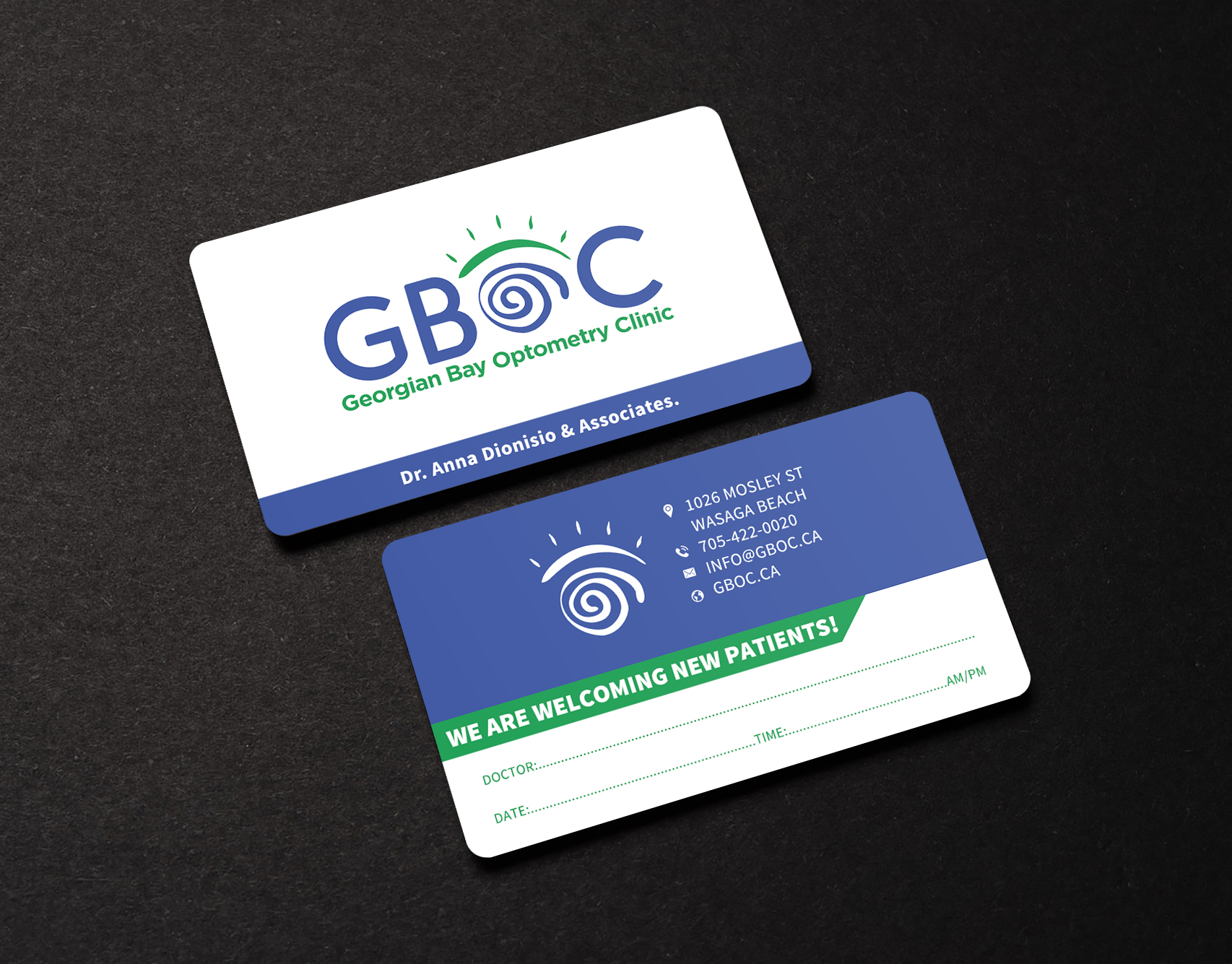 Diseño de Tarjeta de Presentación por Sun Moon Graphic Designer para Georgian Bay Optometry Clinic | Diseño #31820592