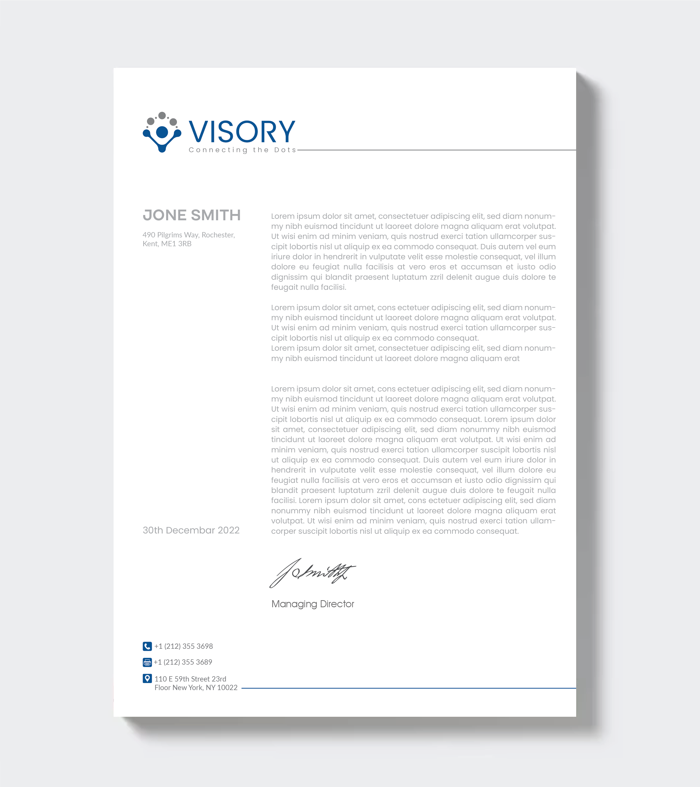 Letterhead Design by artbitin for Visory LLC | Design #31827145