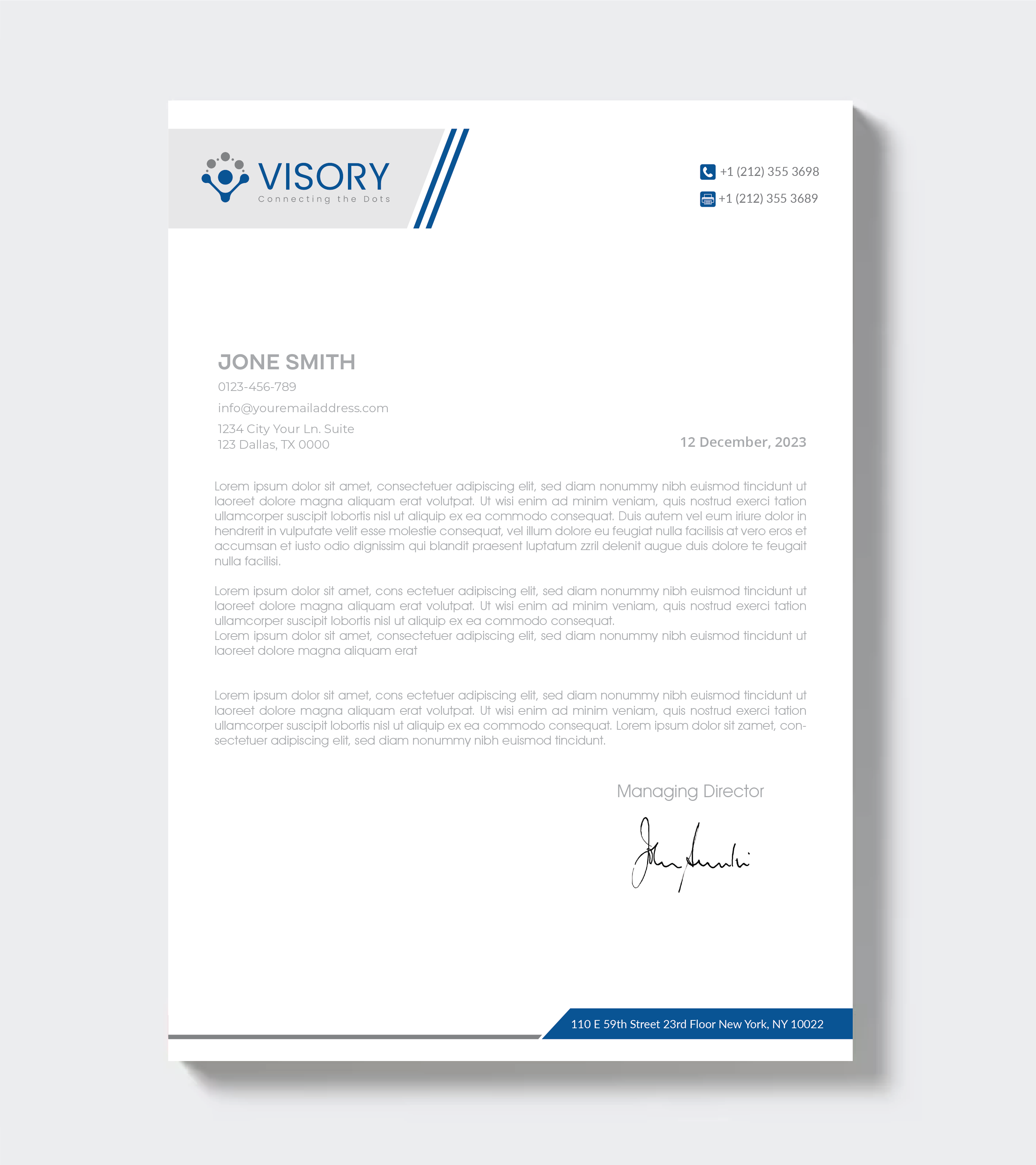Letterhead Design by artbitin for Visory LLC | Design #31827146