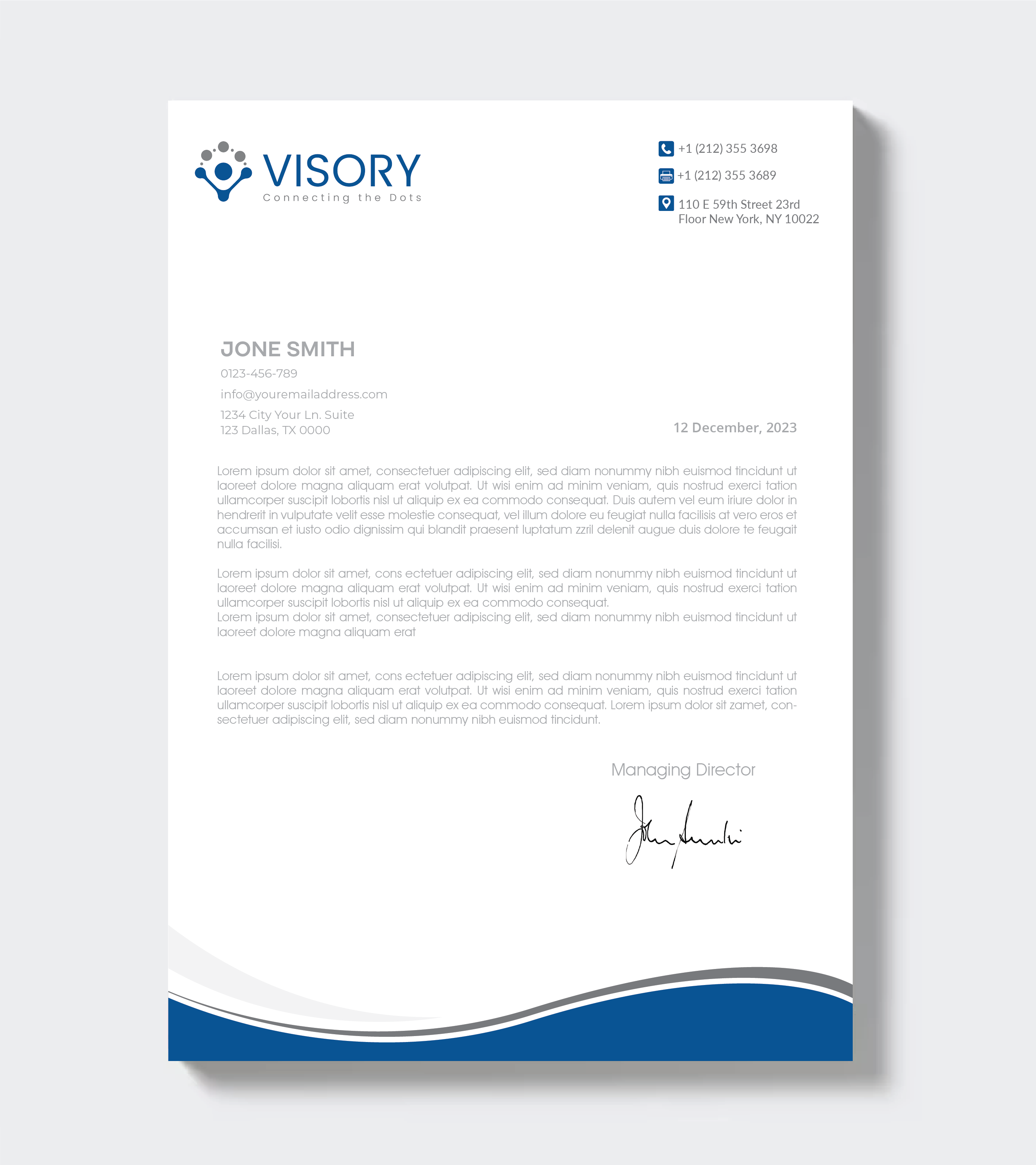 Letterhead Design by artbitin for Visory LLC | Design #31827147