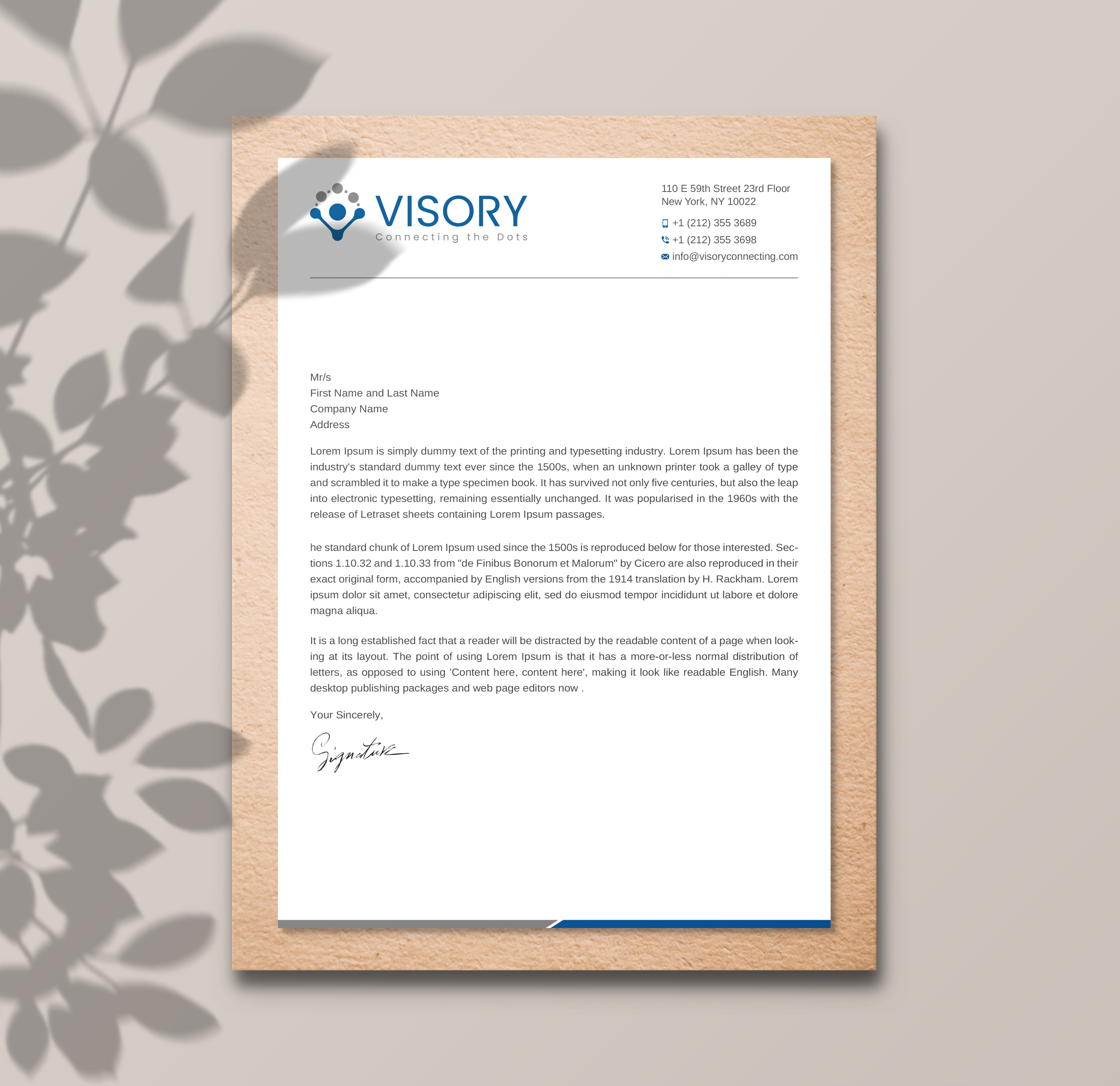 Letterhead Design by Uttom 2 for Visory LLC | Design #31832064