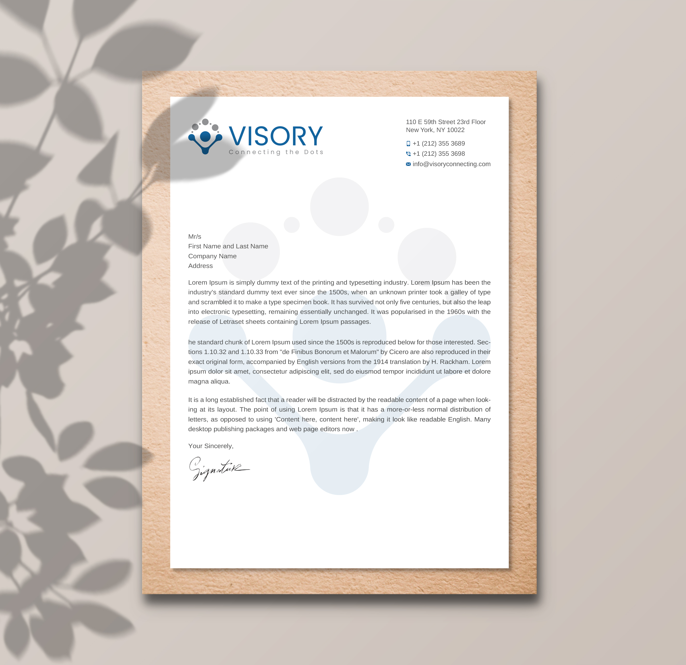 Letterhead Design by Uttom 2 for Visory LLC | Design #31832065
