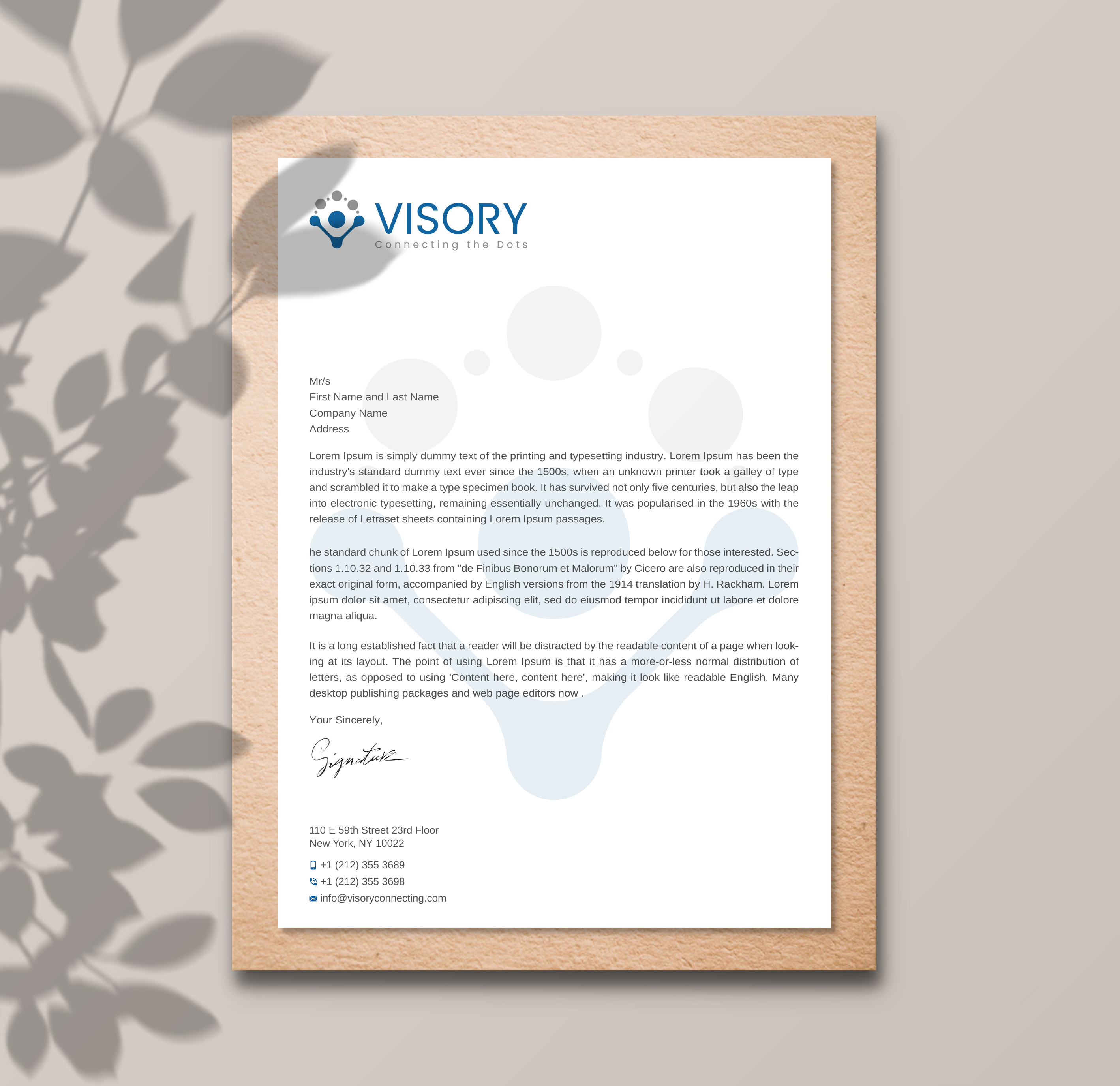 Letterhead Design by Uttom 2 for Visory LLC | Design #31832067