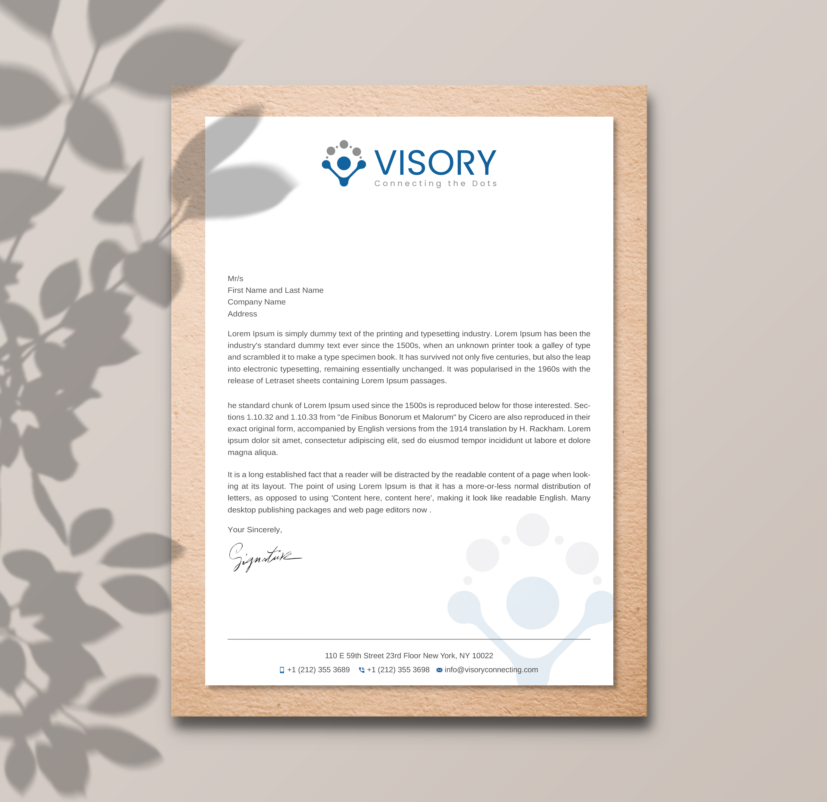 Letterhead Design by Uttom 2 for Visory LLC | Design #31832073