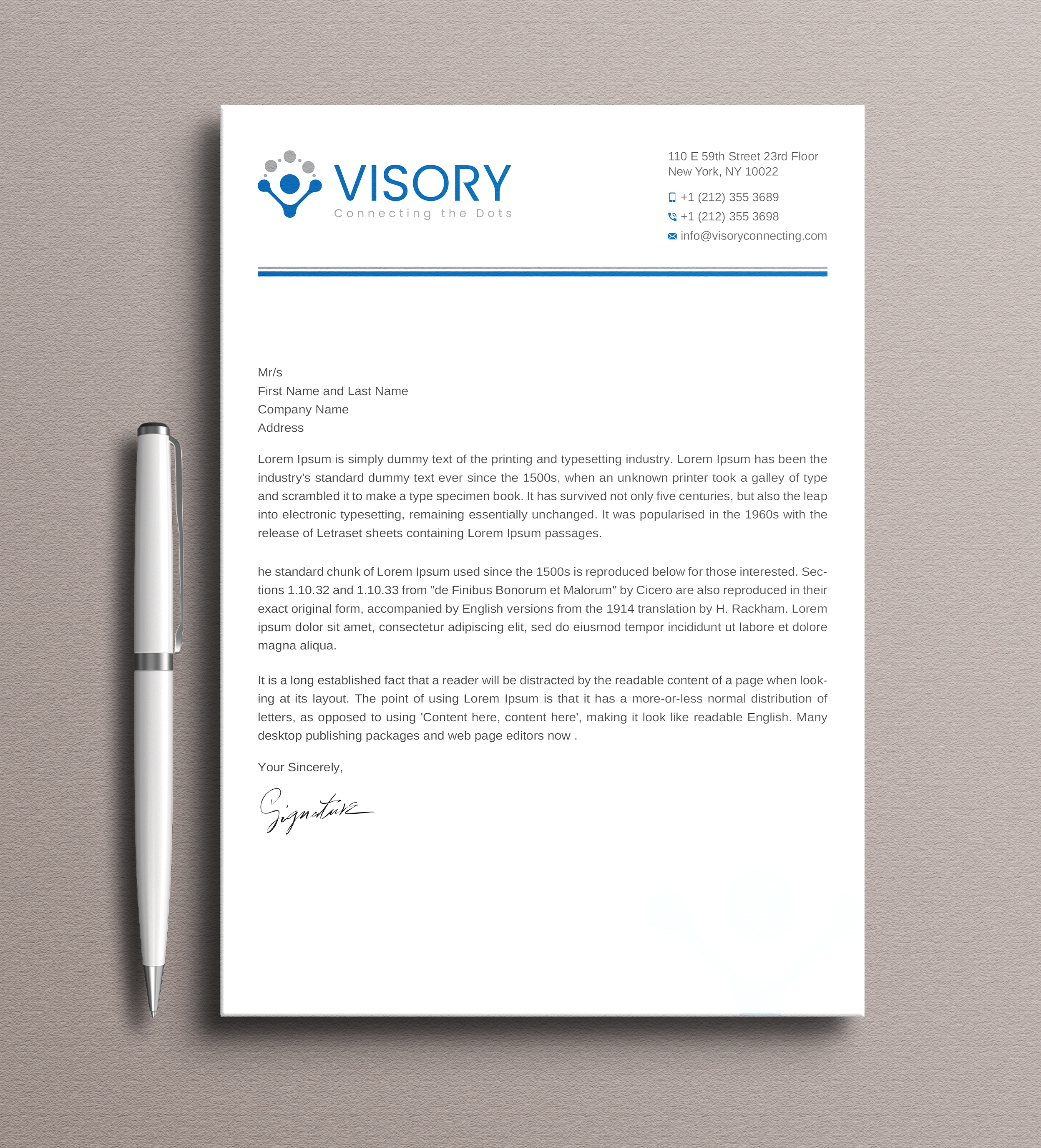 Letterhead Design by Uttom 2 for Visory LLC | Design #31832074