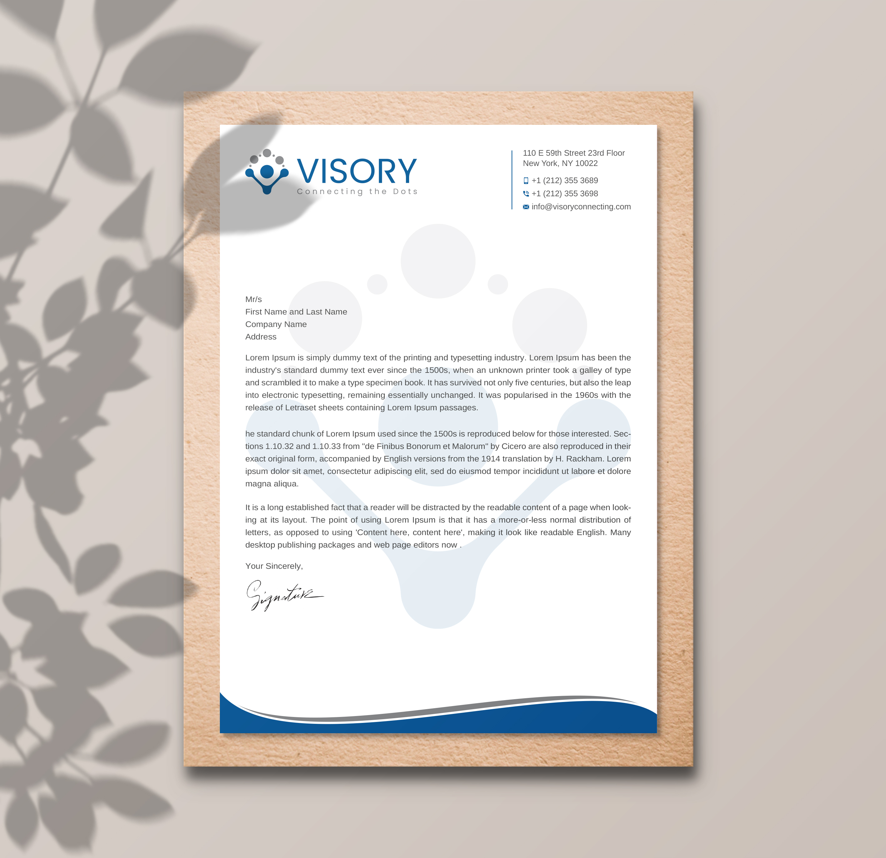 Letterhead Design by Uttom 2 for Visory LLC | Design #31832076
