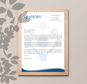 Letterhead Design by Uttom 2 for Visory LLC | Design: #31832076