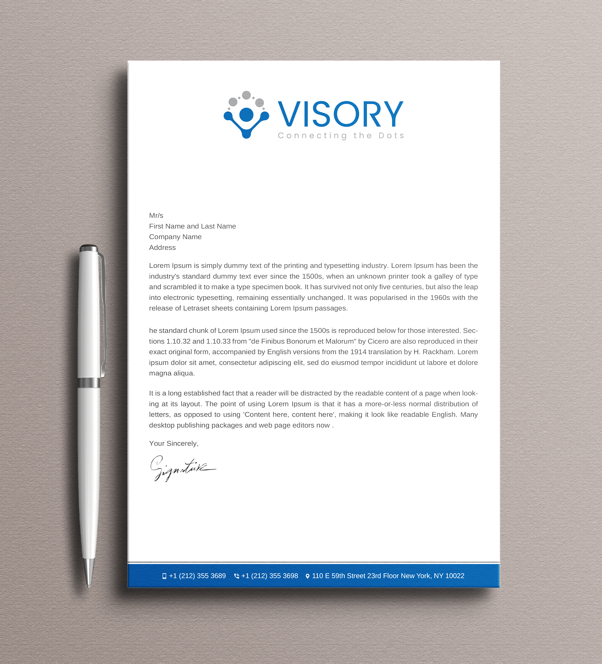 Letterhead Design by Uttom 2 for Visory LLC | Design #31832077