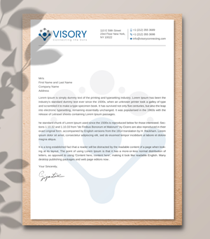 Letterhead Design by Uttom 2 for Visory LLC | Design: #31832079