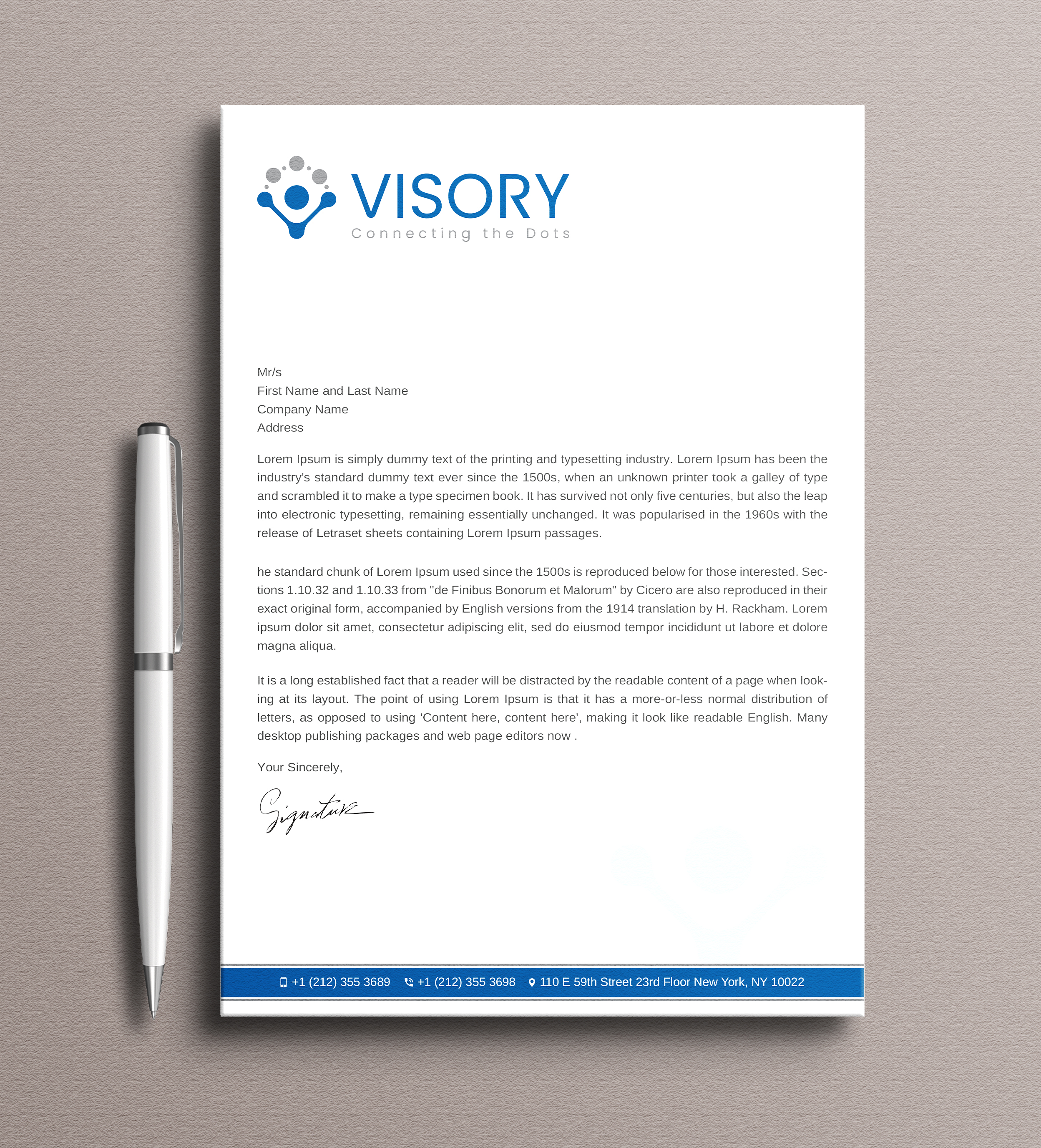 Letterhead Design by Uttom 2 for Visory LLC | Design #31832080