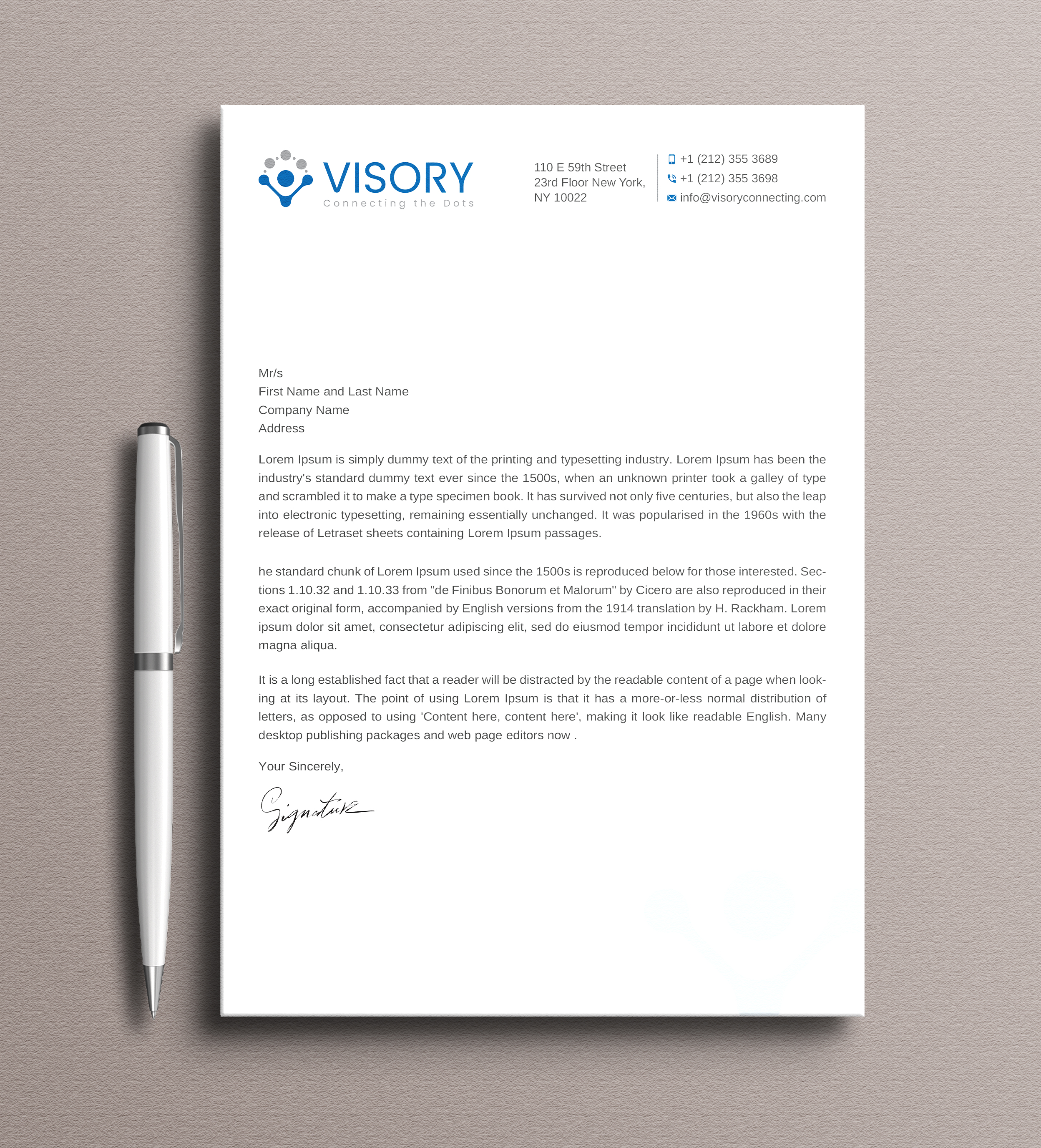 Letterhead Design by Uttom 2 for Visory LLC | Design #31832081