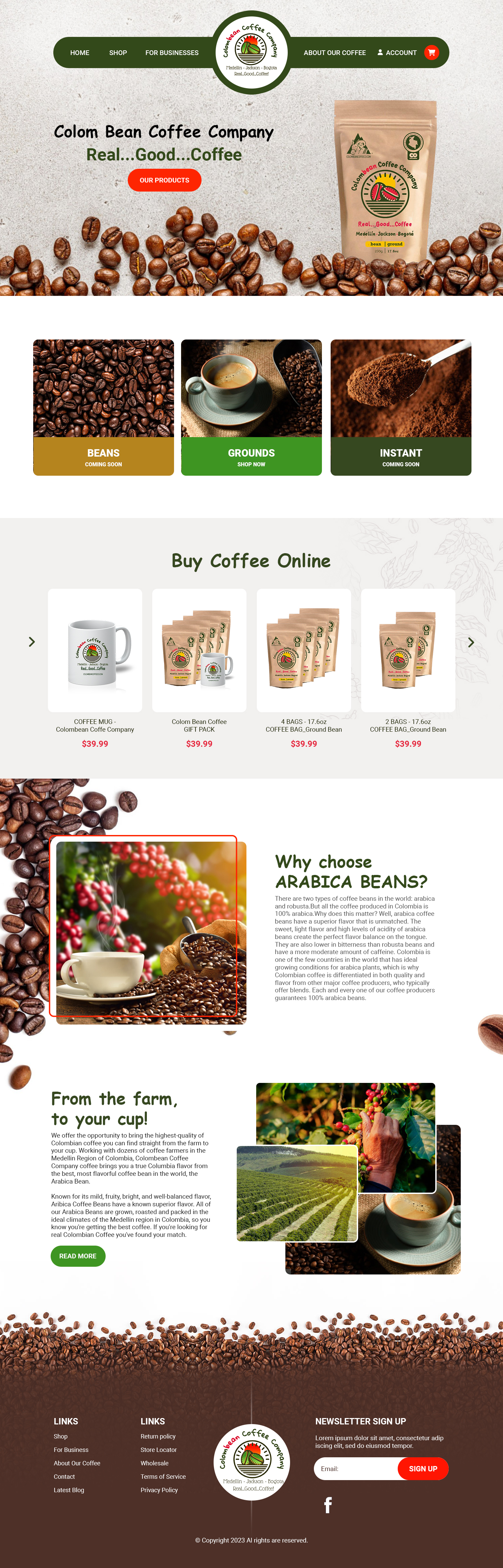 Web Design by MAHABA for Colombean Coffee Company | Design #31852874