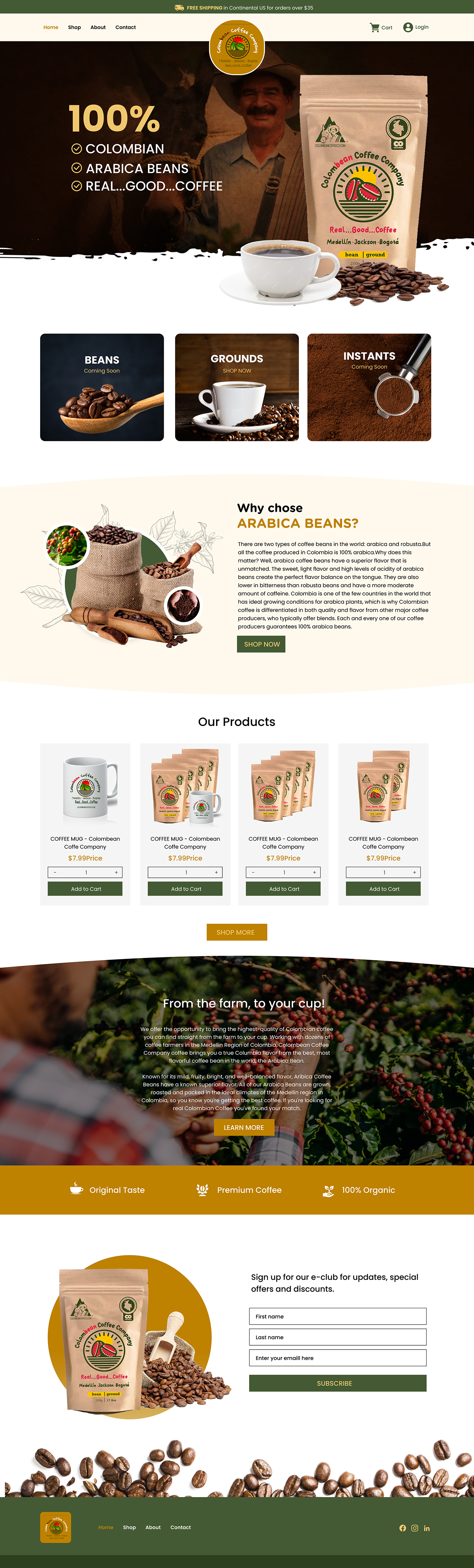 Diseño Web por DeriMH para Colombean Coffee Company | Diseño #31856418