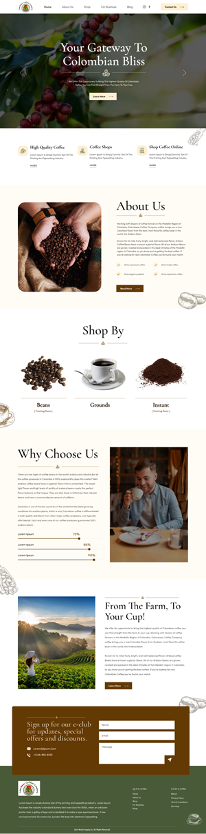 Diseño Web por Hafsa Fatymah para Colombean Coffee Company | Diseño: #31865033