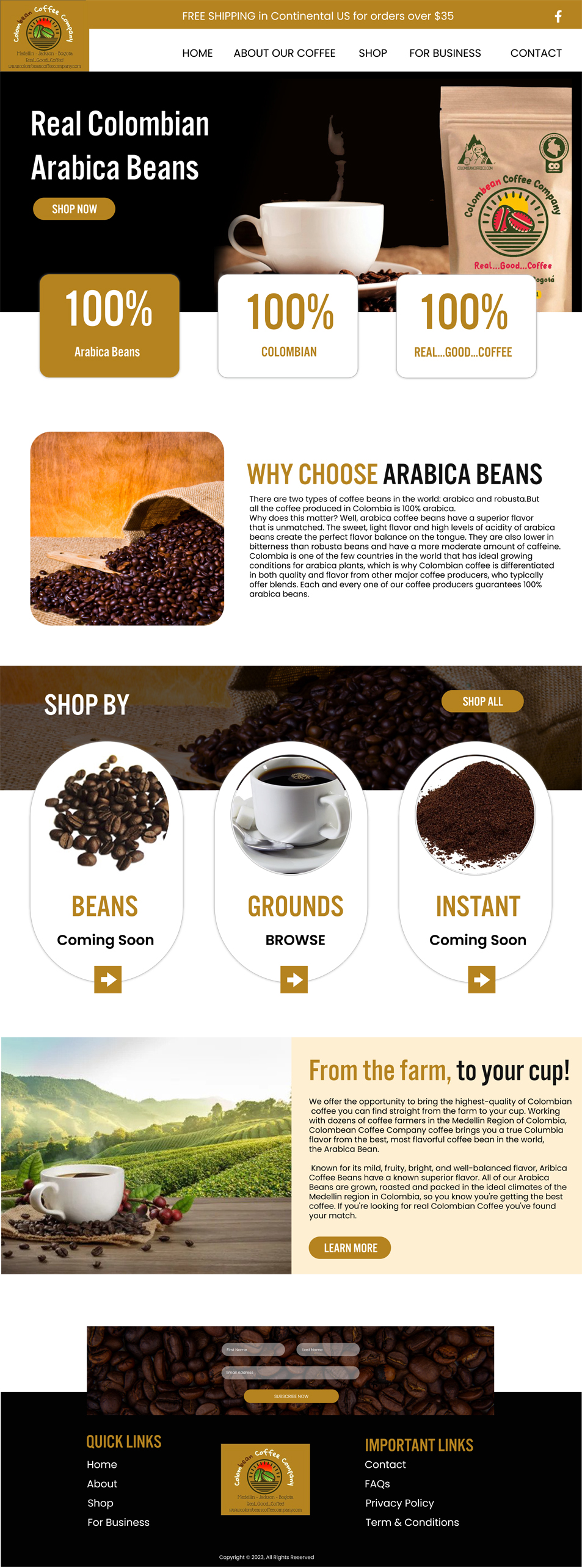 Web Design by WahDesign for Colombean Coffee Company | Design #31850303