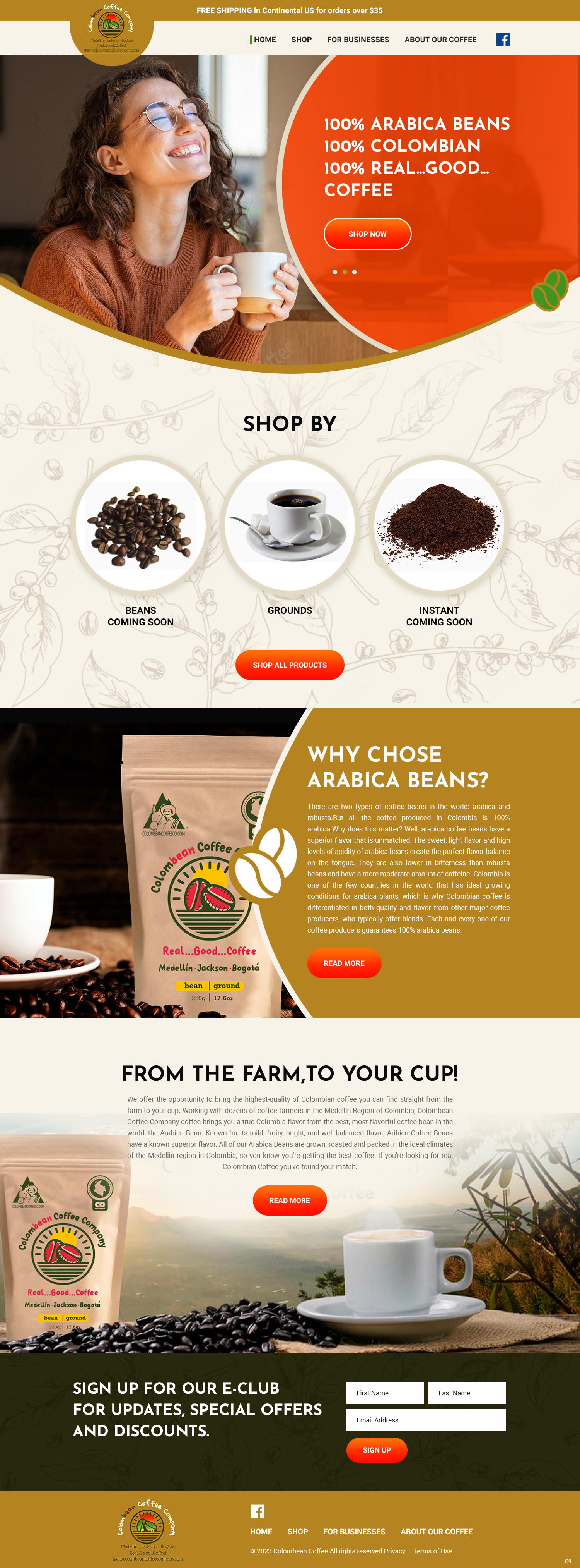Web Design by pb for Colombean Coffee Company | Design #31849851