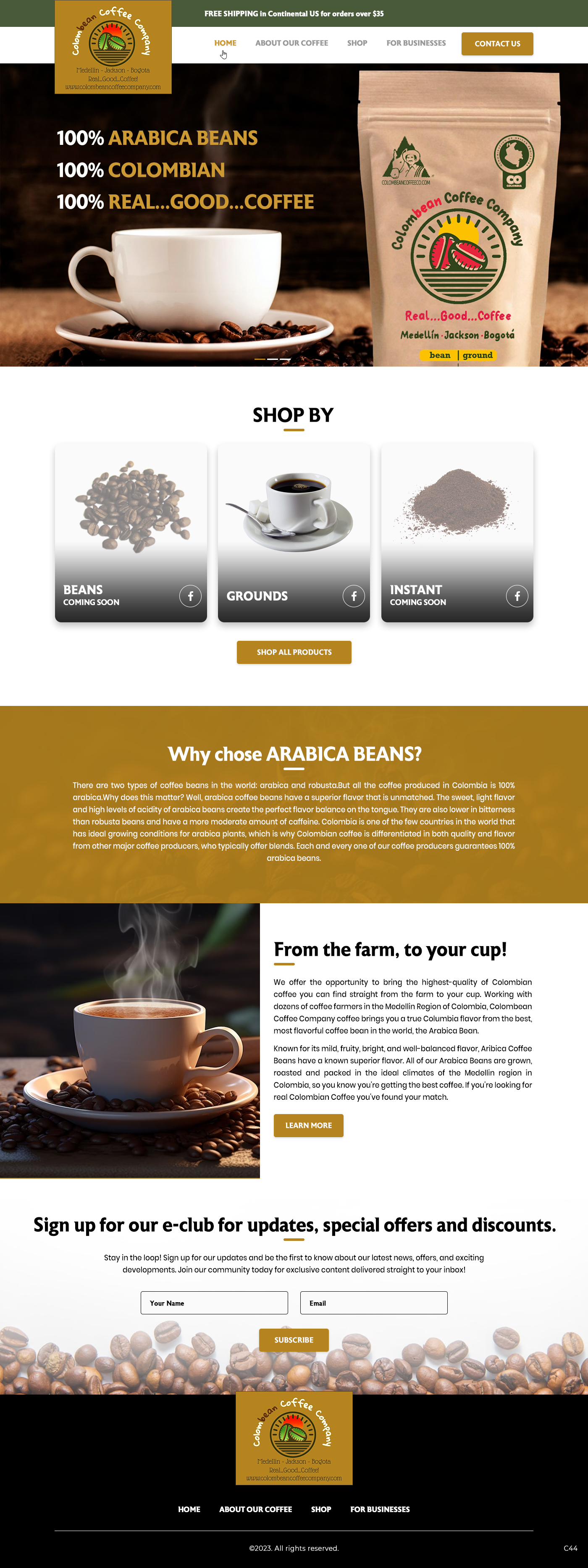 Web Design by pb for Colombean Coffee Company | Design #31849853