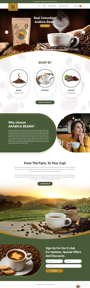 Web Design by pb for Colombean Coffee Company | Design: #31849854