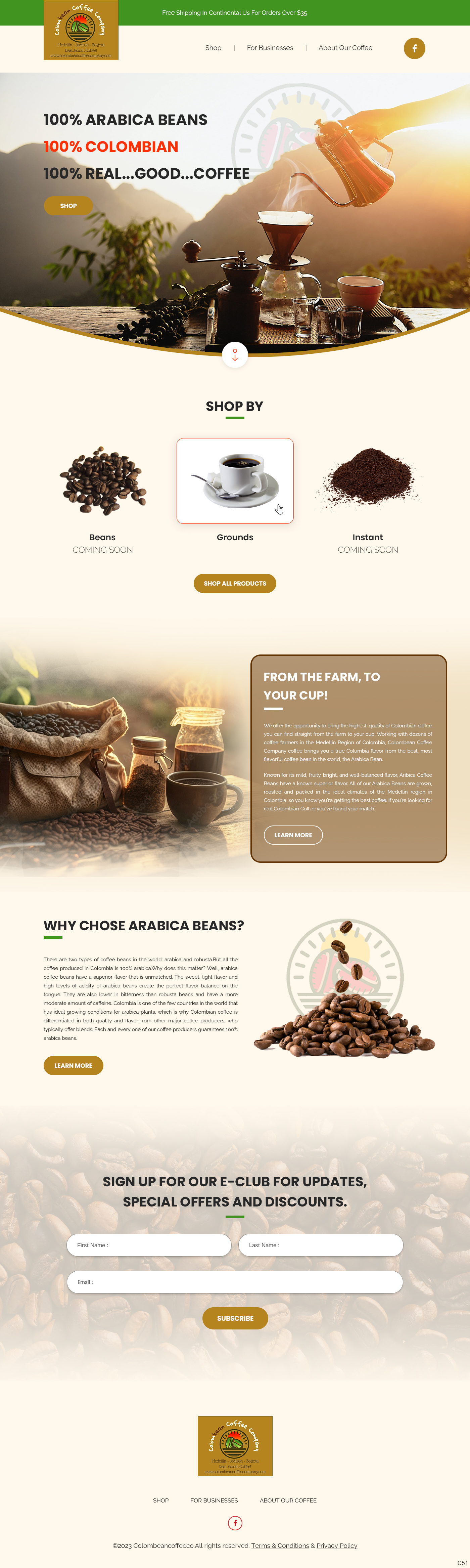 Diseño Web por pb para Colombean Coffee Company | Diseño #31849856