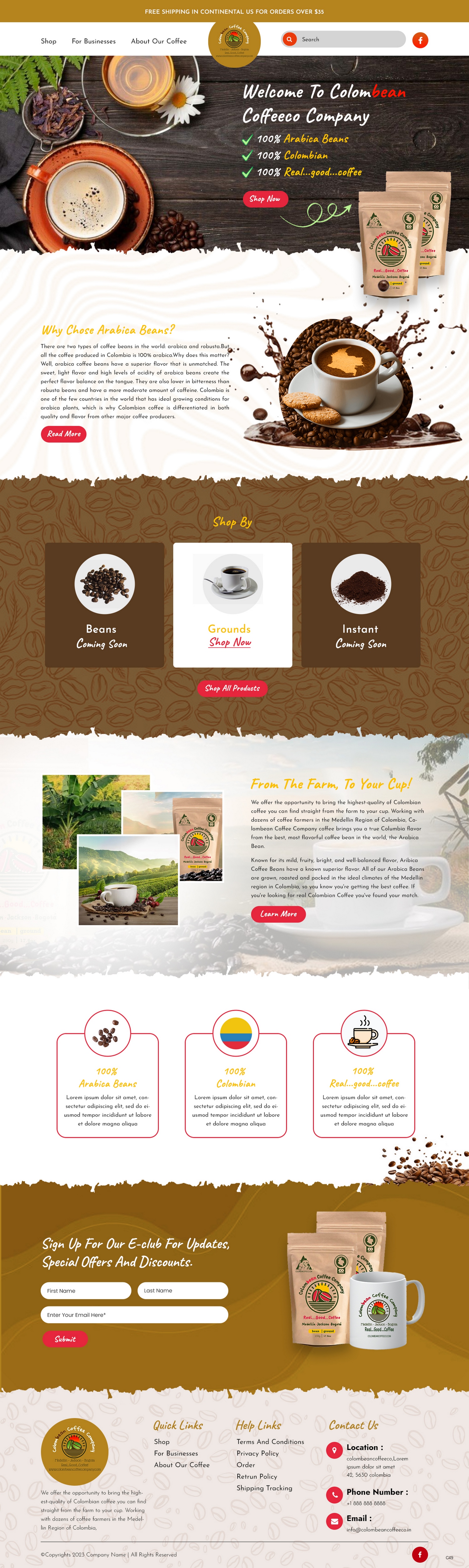 Web Design by pb for Colombean Coffee Company | Design #31849857