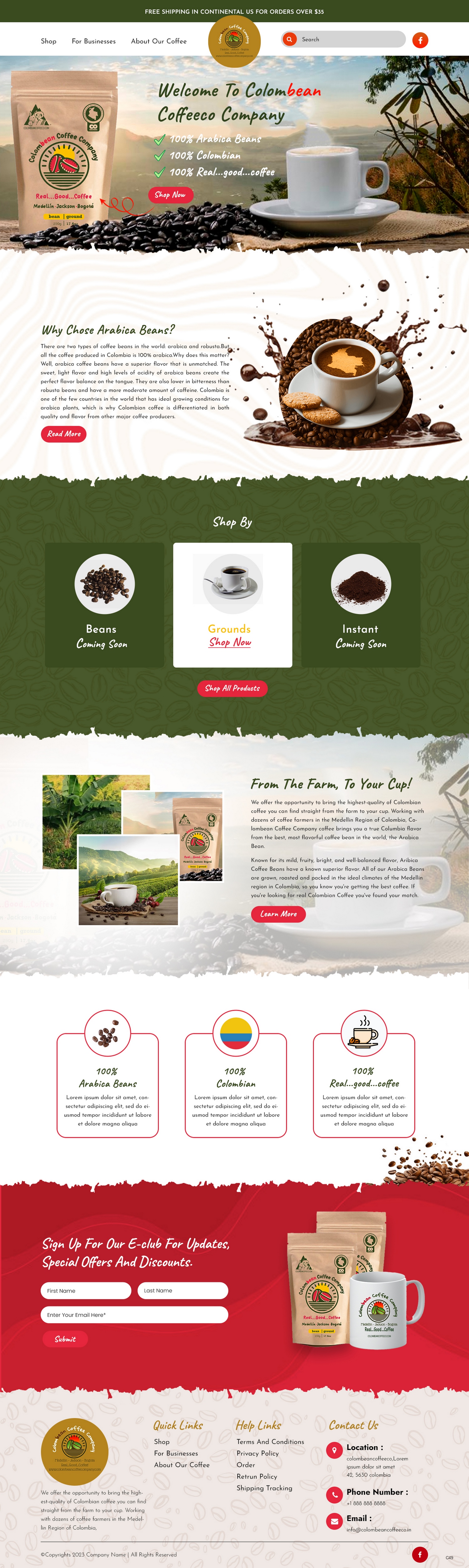 Diseño Web por pb para Colombean Coffee Company | Diseño #31849860