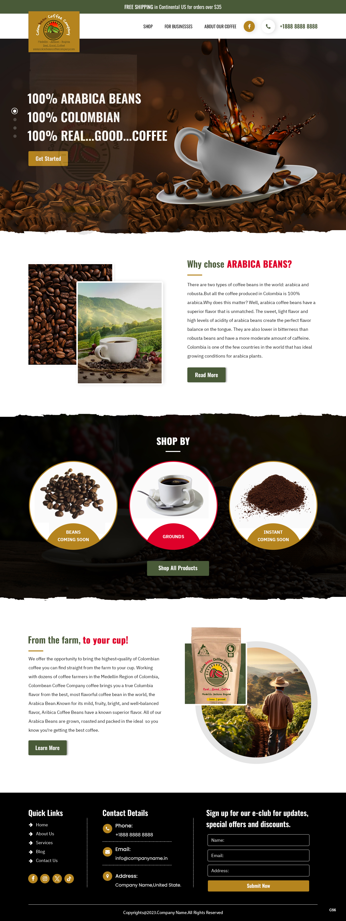 Web-Design von pb für Colombean Coffee Company | Design #31849861