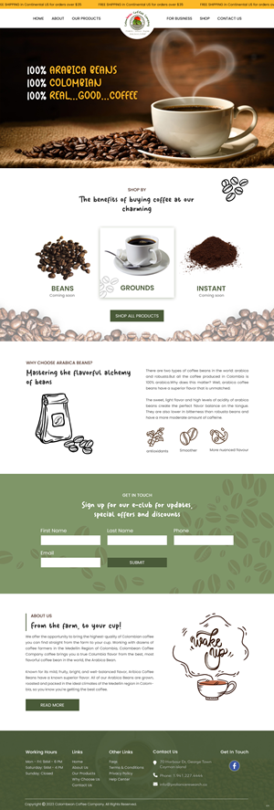 Web Design by pb for Colombean Coffee Company | Design: #31849863