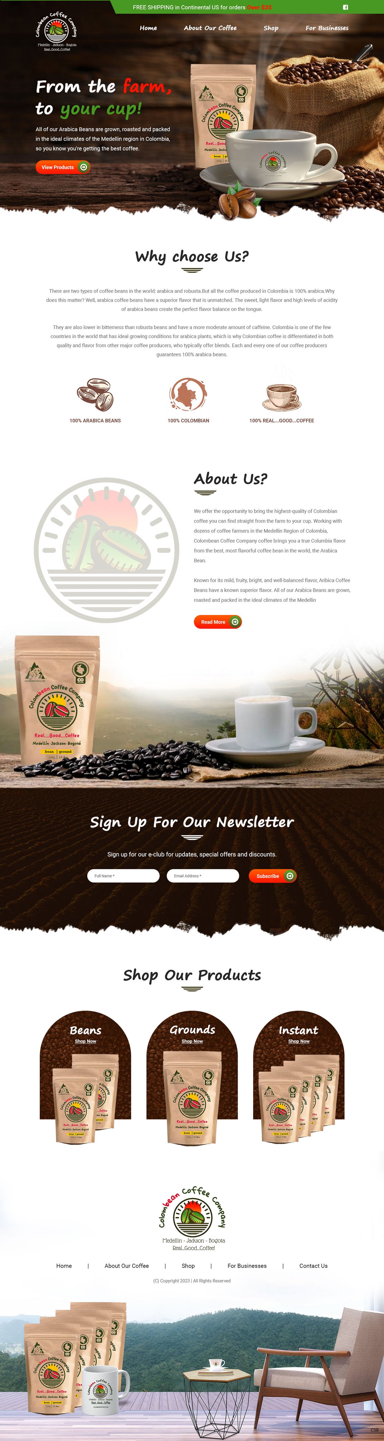 Diseño Web por pb para Colombean Coffee Company | Diseño #31849865