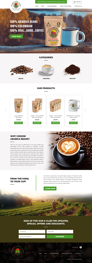 Web Design by pb for Colombean Coffee Company | Design: #31849868
