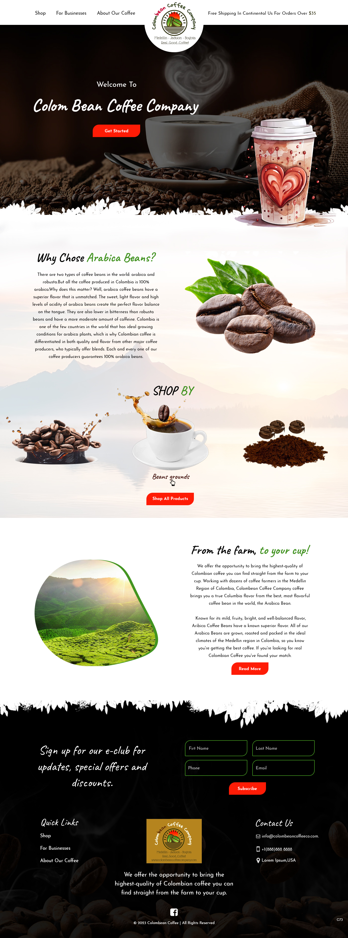 Web Design by pb for Colombean Coffee Company | Design #31849869