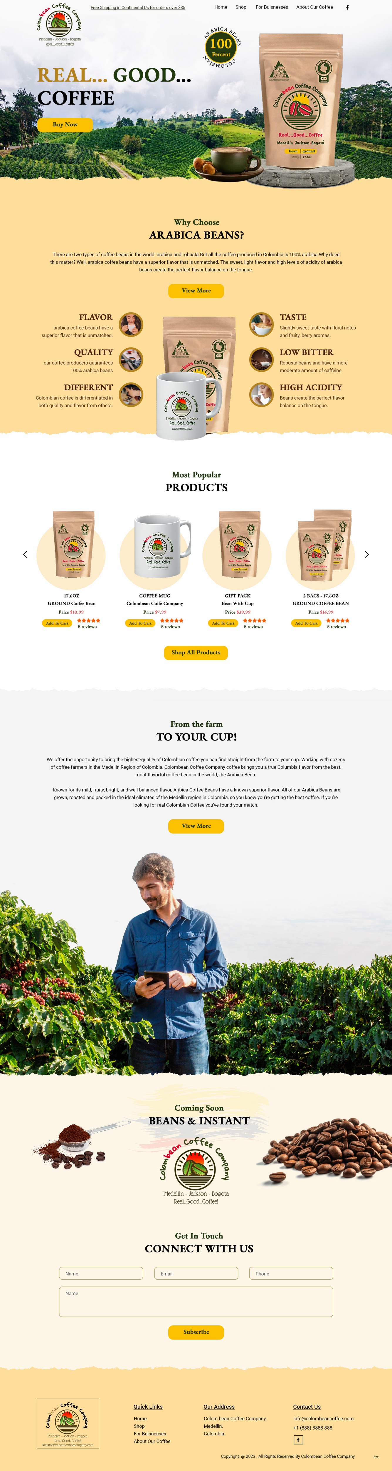 Diseño Web por pb para Colombean Coffee Company | Diseño #31849871