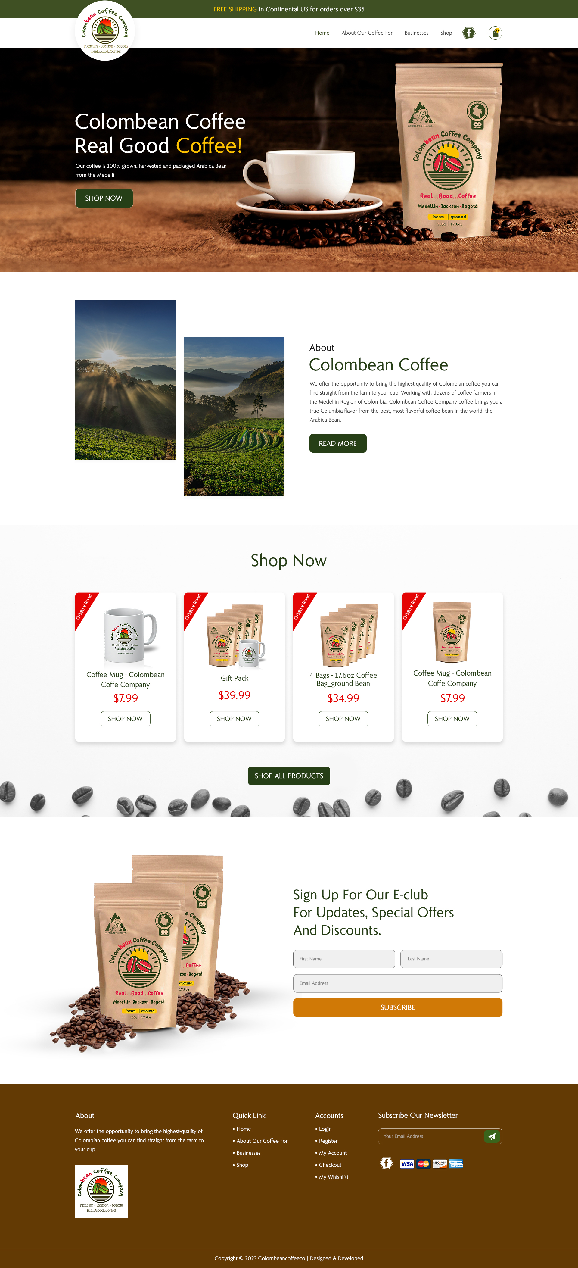 Diseño Web por Eclick Softwares para Colombean Coffee Company | Diseño #31867337