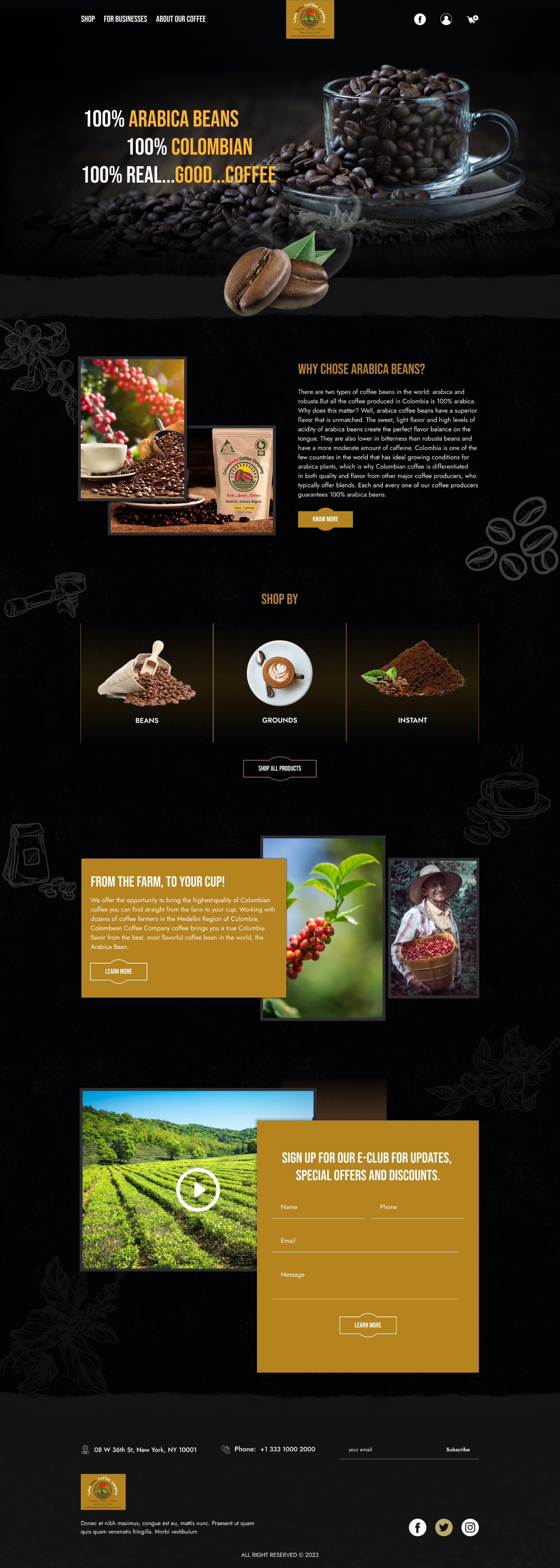 Web Design by Pram Shaw for Colombean Coffee Company | Design: #31890292