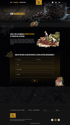 Web Design by Pram Shaw for Colombean Coffee Company | Design: #32015392
