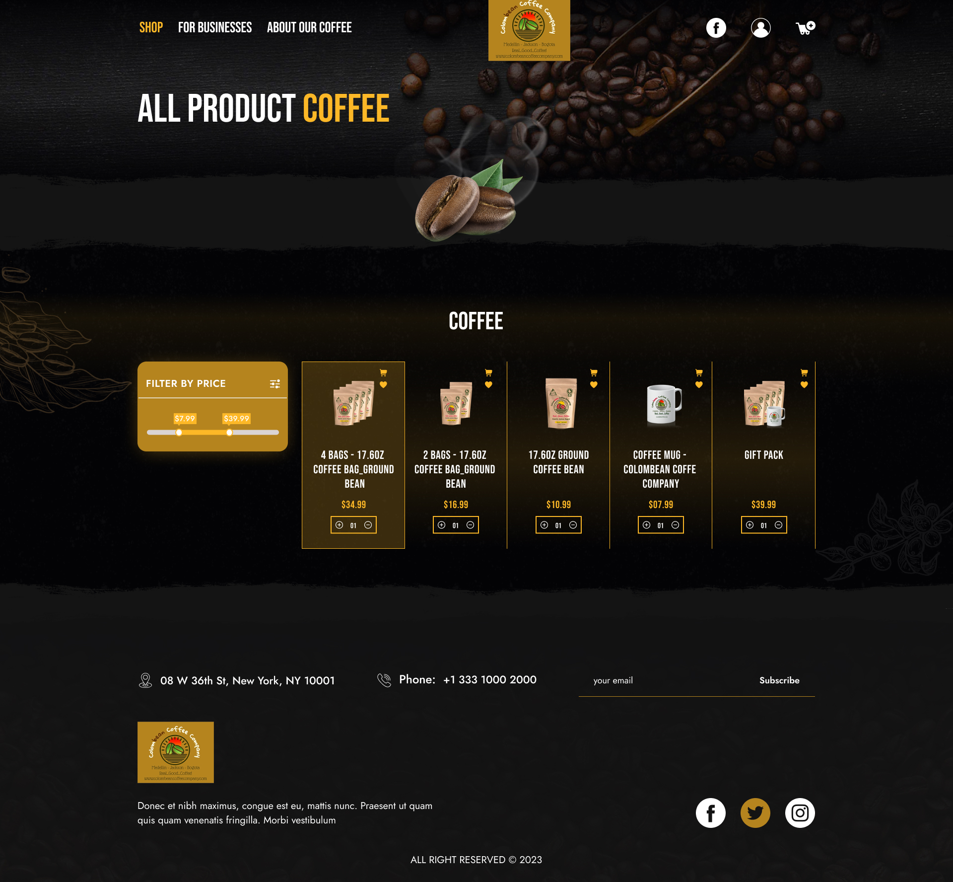 Web Design by Pram Shaw for Colombean Coffee Company | Design #32015394
