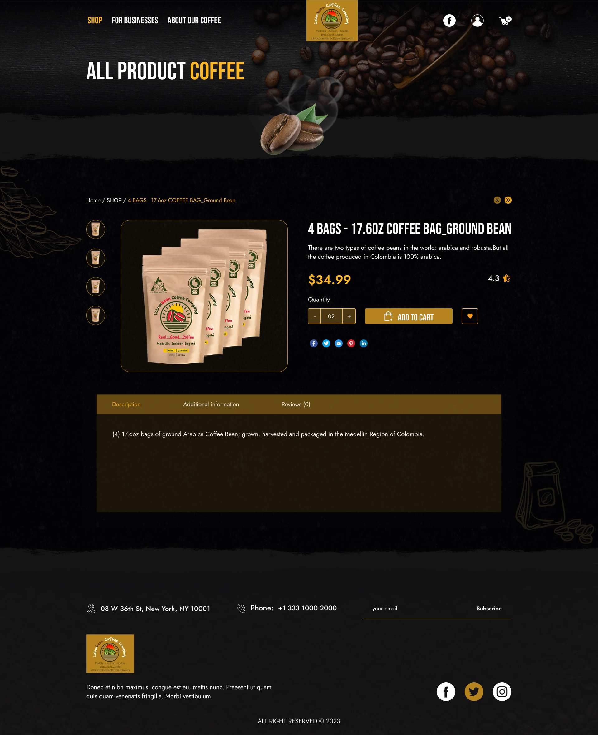Web Design by Pram Shaw for Colombean Coffee Company | Design #32015401