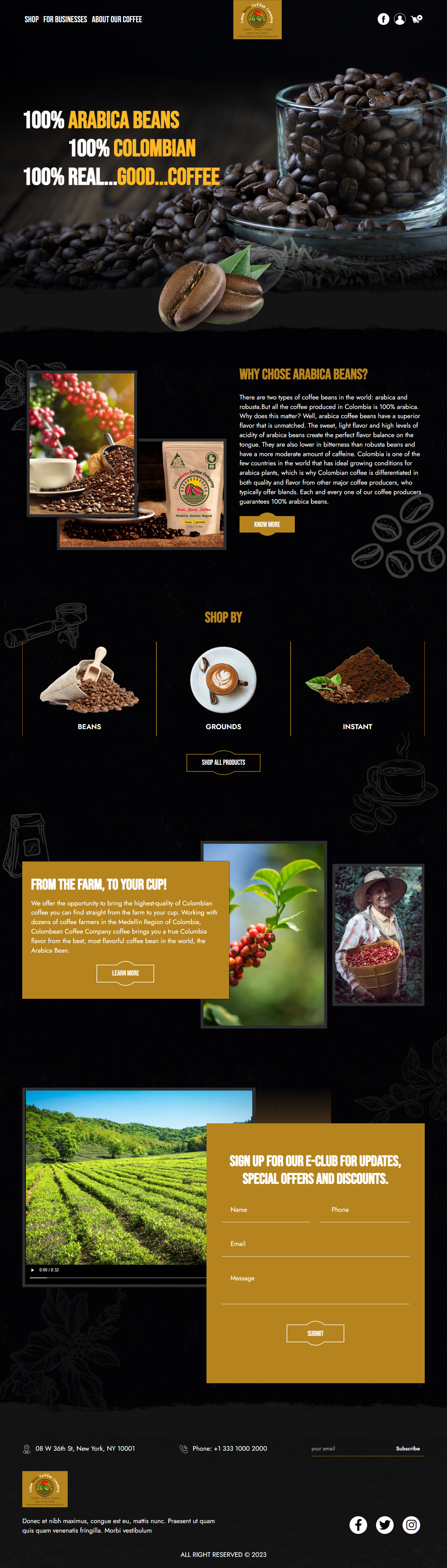 Web Design by Pram Shaw for Colombean Coffee Company | Design #32505757