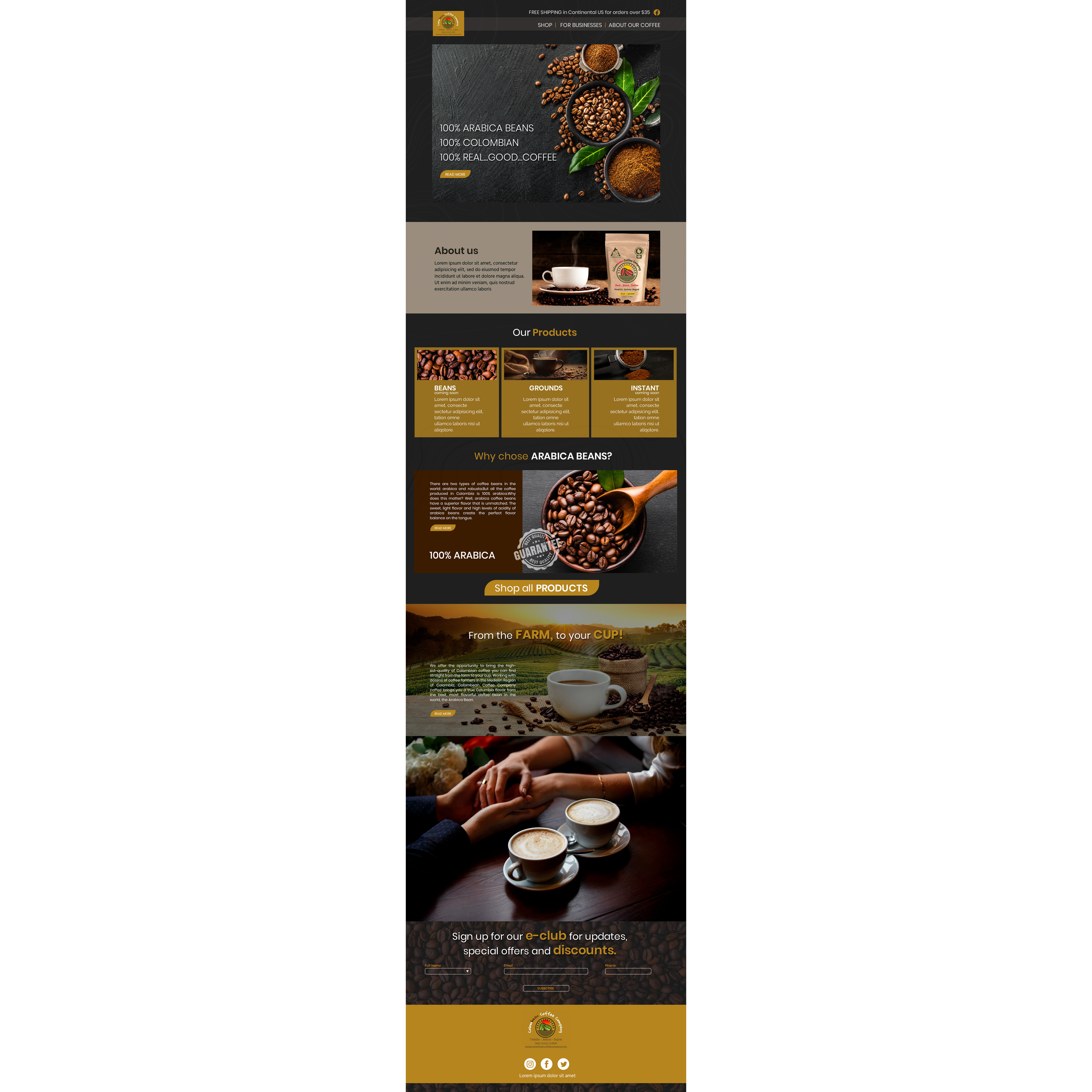 Web Design by creativeoutline for Colombean Coffee Company | Design #31849470