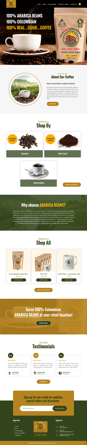 Diseño Web por Creations Box 2015 para Colombean Coffee Company | Diseño #31860902