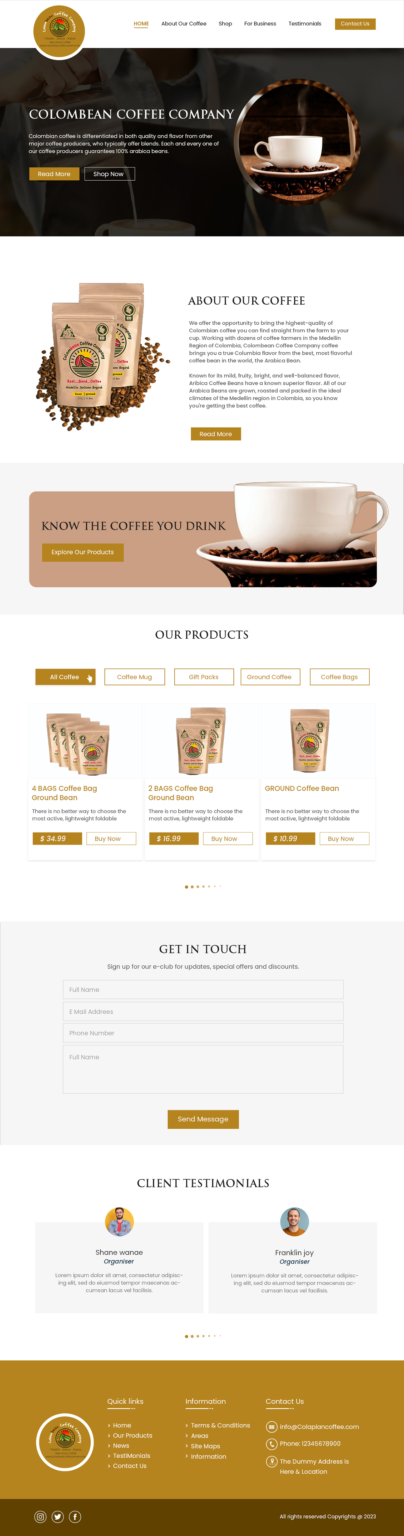 Web Design by Creations Box 2015 for Colombean Coffee Company | Design #31860904