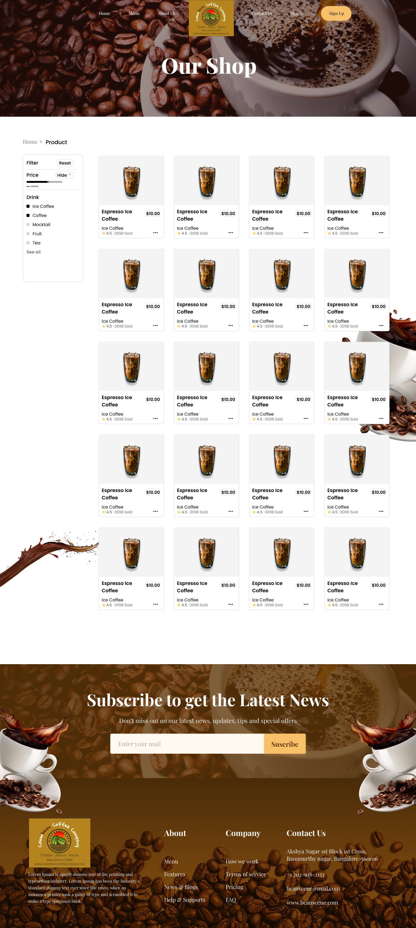 Web Design by Amd87 for Colombean Coffee Company | Design #31867285